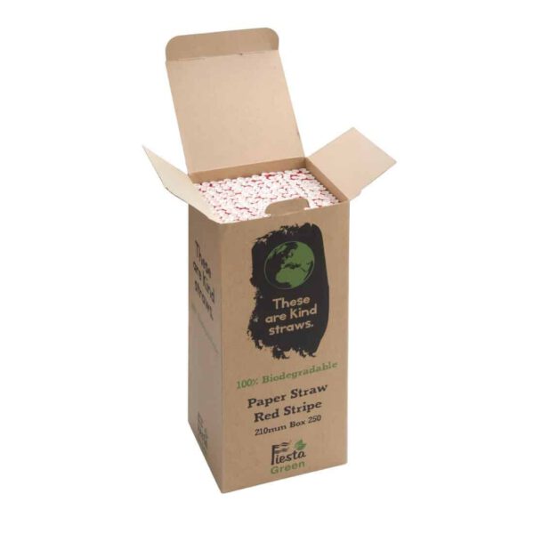 Fiesta Compostable Paper Straws Red Stripes (Pack of 250) - Image 4