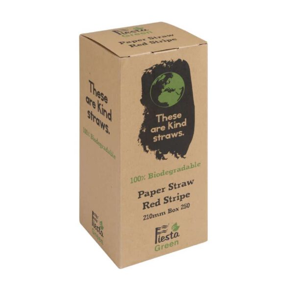 Fiesta Compostable Paper Straws Red Stripes (Pack of 250) - Image 5