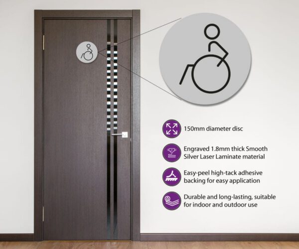 Disabled Toilet Door Symbol Left 150mm