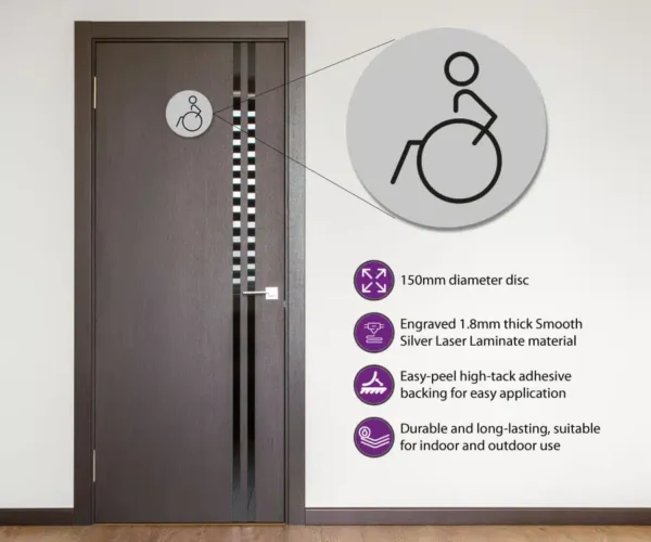 Disabled Toilet Door Symbol Left 150mm - Image 1