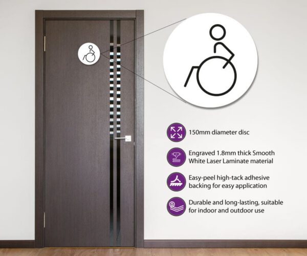 Disabled Toilet Door Symbol Left 150mm - Image 3