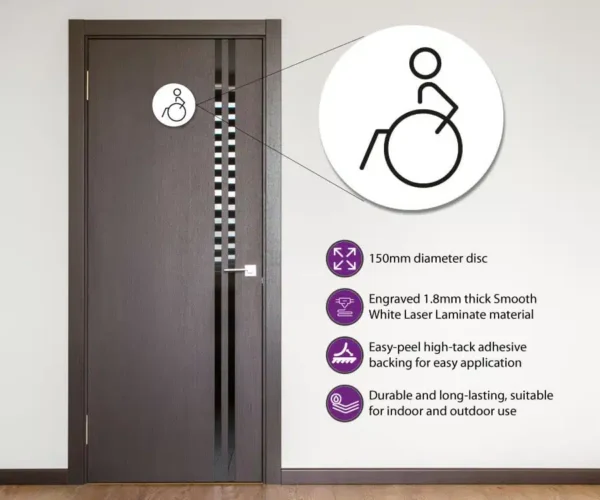 Disabled Toilet Door Symbol Left 150mm - Image 3
