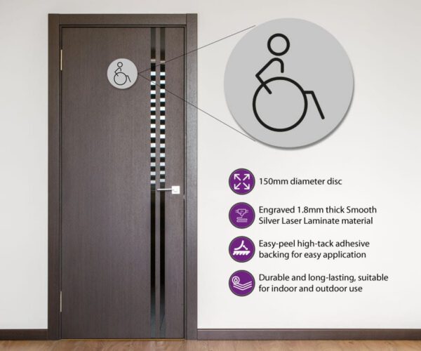 Disabled Toilet Door Symbol Right. 150mm