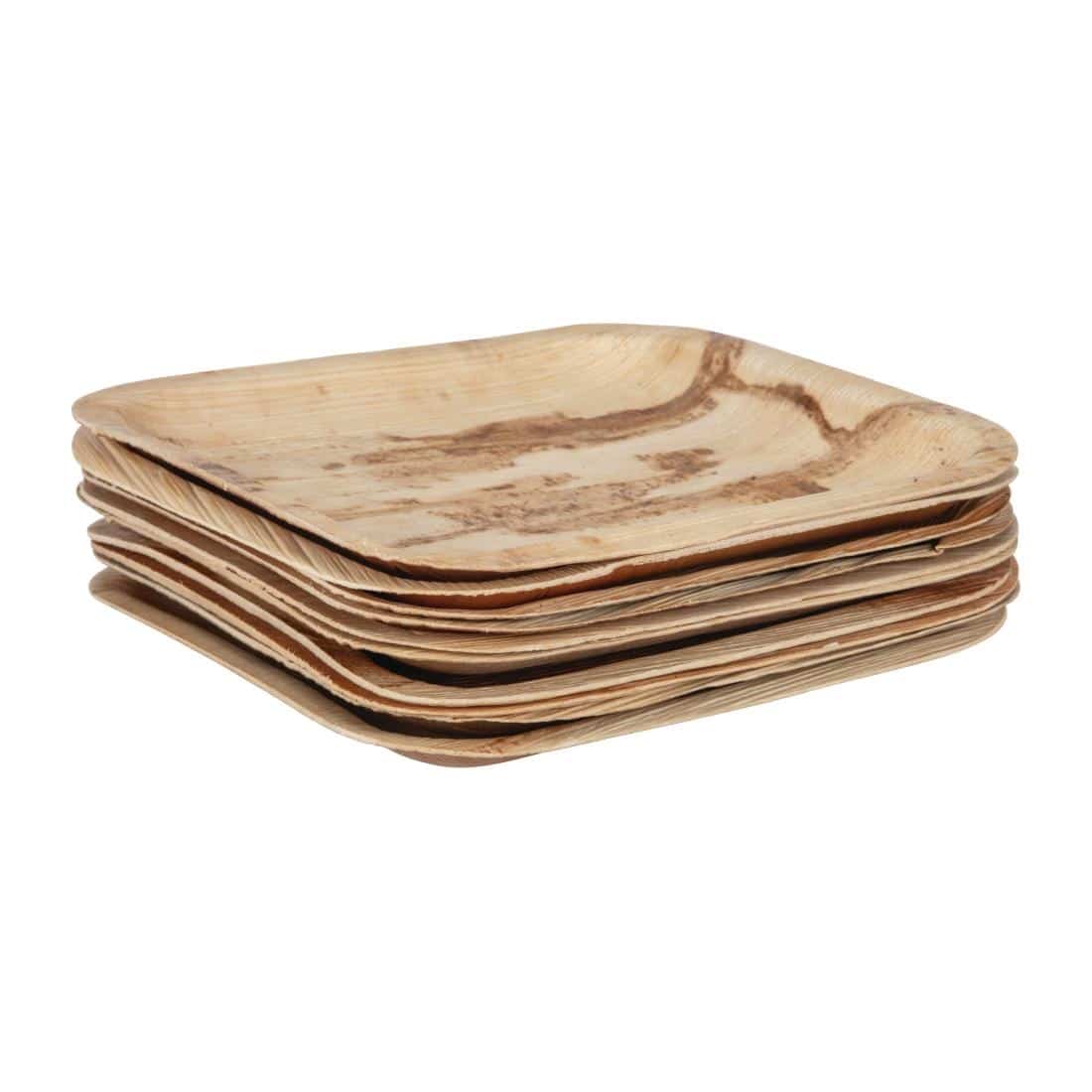 Fiesta Compostable Palm Leaf Plates Square 200mm (Pack of 100) - Image 7