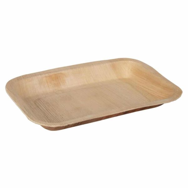 Fiesta Compostable Deep Palm Leaf Plates Rectangular 250mm (Pack of 100) - Image 2