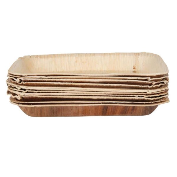 Fiesta Compostable Deep Palm Leaf Plates Rectangular 250mm (Pack of 100) - Image 7
