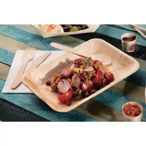 Fiesta Compostable Deep Palm Leaf Plates Rectangular 250mm (Pack of 100) - Image 8