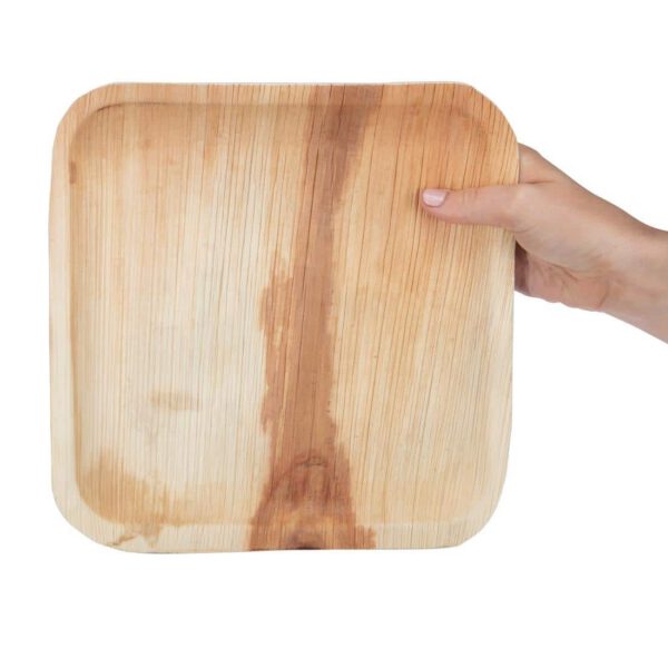 Fiesta Compostable Palm Leaf Plates Square 250mm (Pack of 100) - Image 2