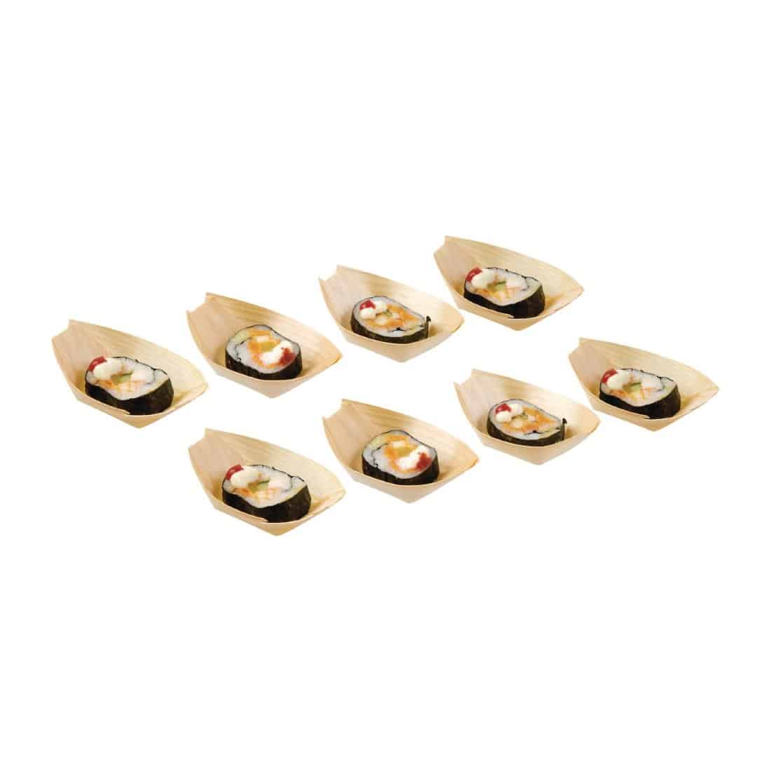 Fiesta Compostable Wooden Sushi Boats Small 80mm (Pack of 100) - Image 6