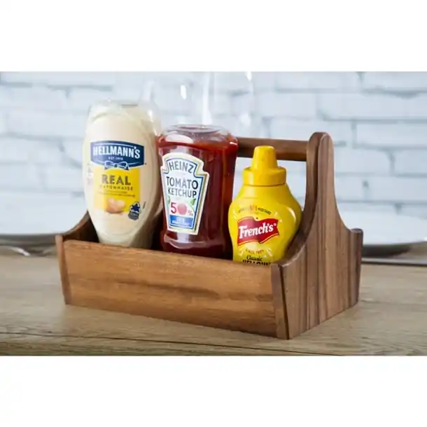 Acacia Wood Condiment Basket - Image 3