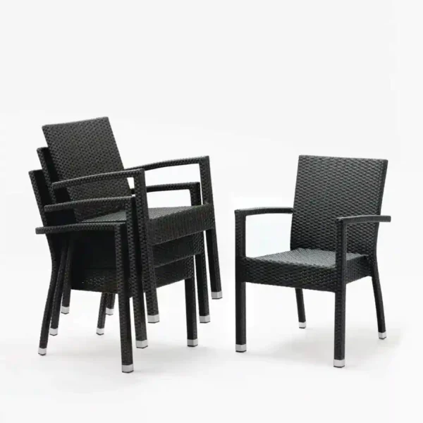 Bolero PE Wicker Armchairs Charcoal (Pack of 4) - Image 1
