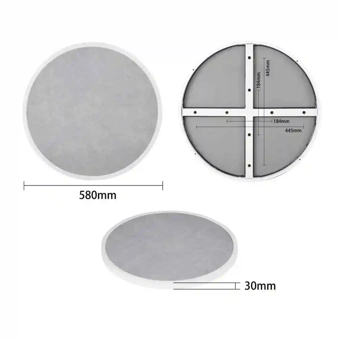 Bolero Fibre Glass Round Table Top Grey Stone Effect 580mm - Image 4