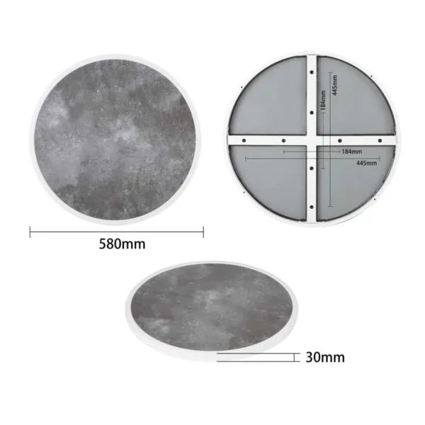 Bolero Fibre Glass Round Table Top Dark Stone Effect 580mm - Image 4