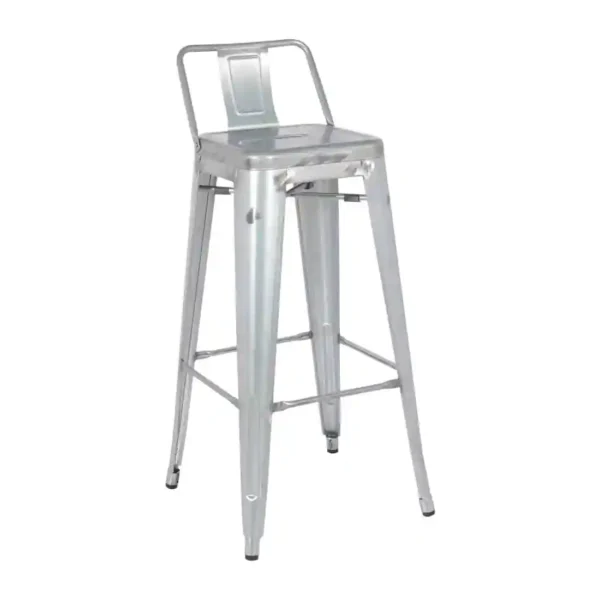 Bolero Bistro Galvanised Steel High Stool with Backrest (Pack of 4) - Image 1