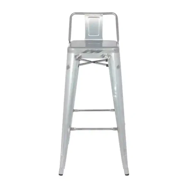 Bolero Bistro Galvanised Steel High Stool with Backrest (Pack of 4) - Image 4