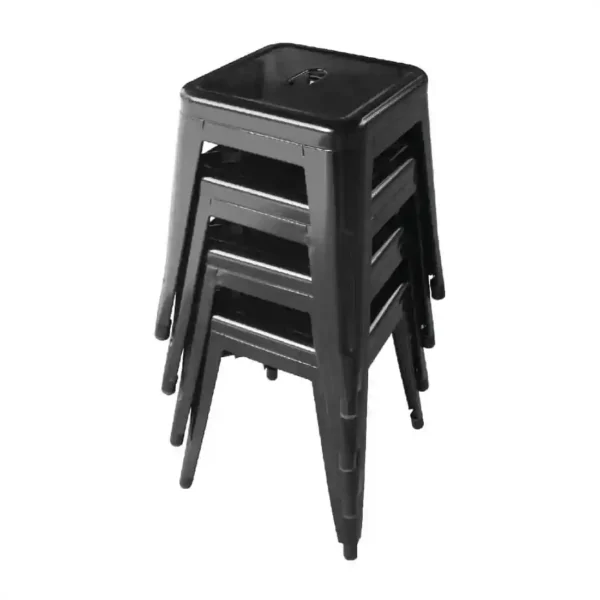Bolero Bistro Steel Low Stool Black (Pack Of 4) - Image 2