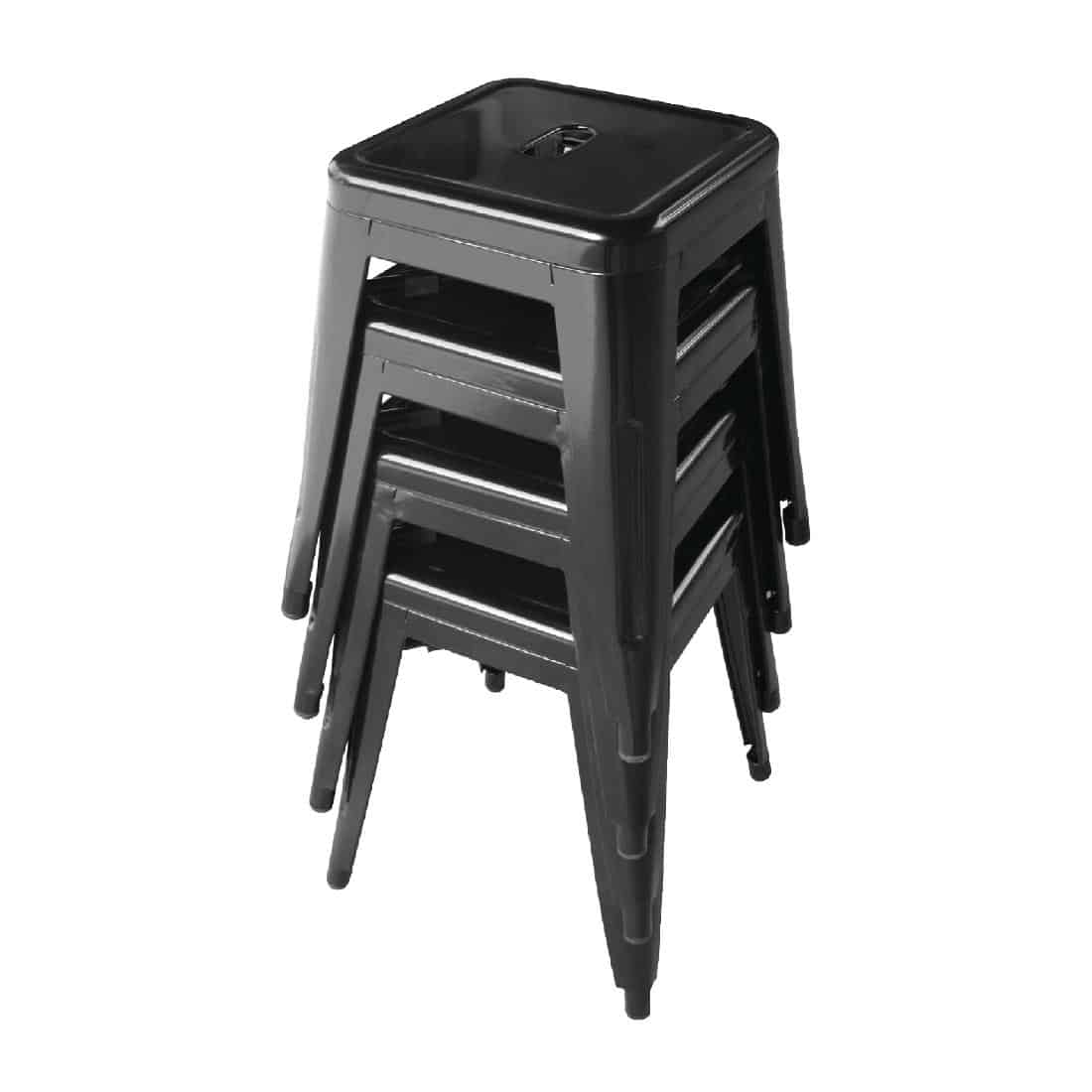 Bolero Bistro Steel Low Stool Black (Pack Of 4) - Image 3