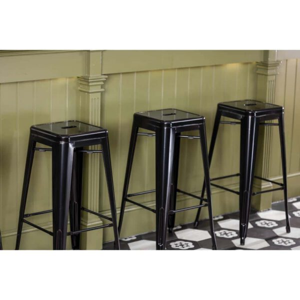 Bolero Bistro Steel High Stool Black (Pack of 4) - Image 13