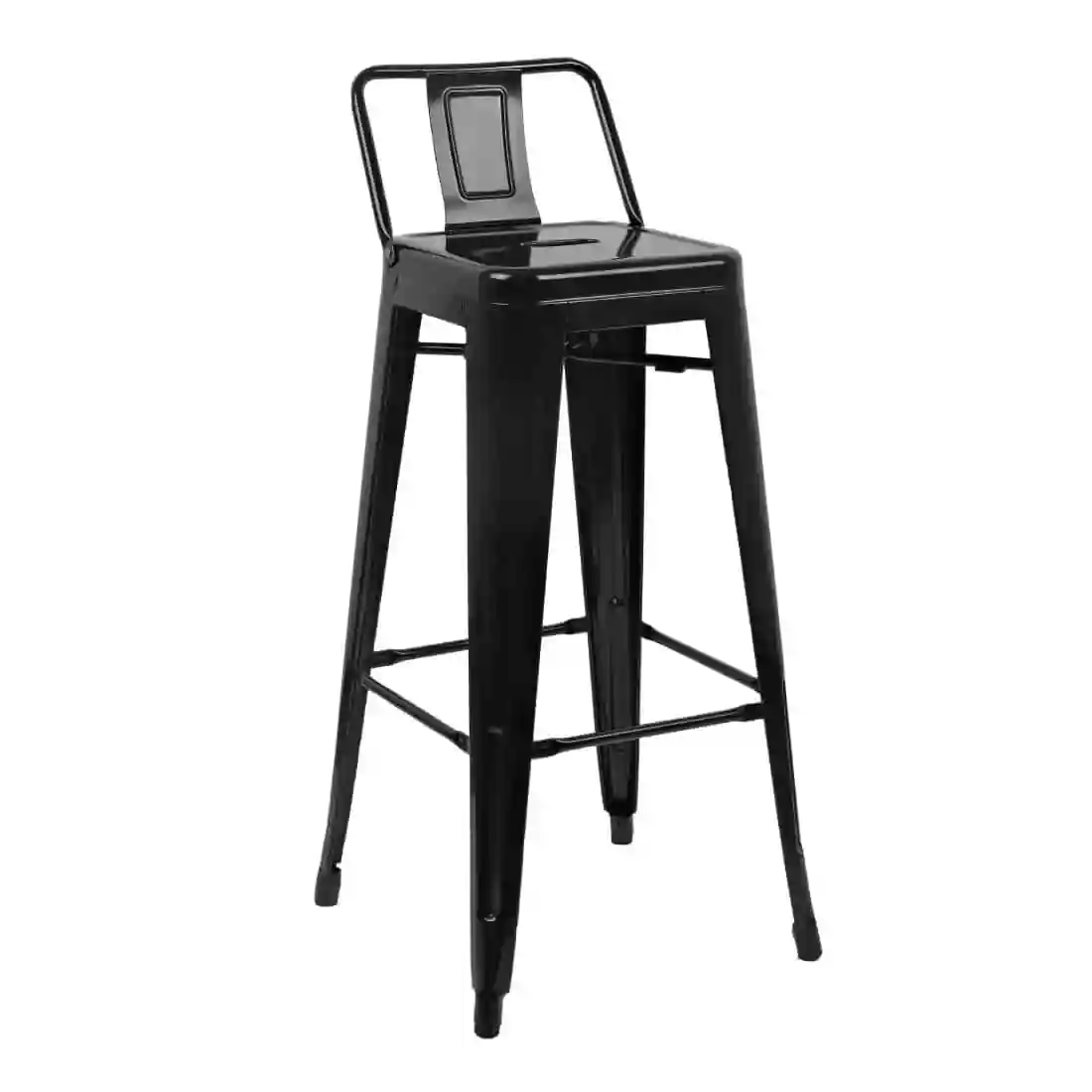 Bolero Bistro Steel High Stool with Backrest Black (Pack of 4) - Image 2