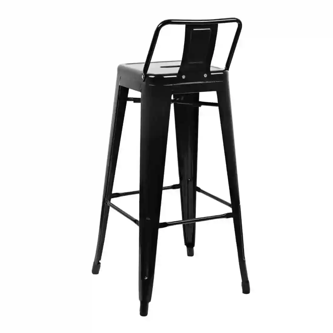Bolero Bistro Steel High Stool with Backrest Black (Pack of 4) - Image 4