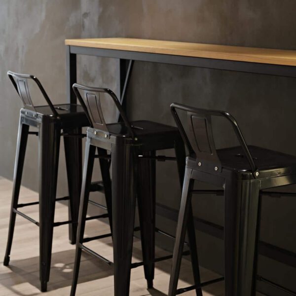 Bolero Bistro Steel High Stool with Backrest Black (Pack of 4) - Image 6