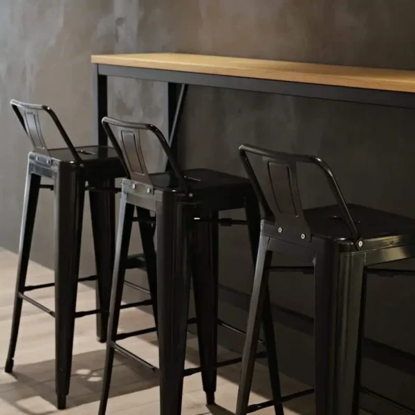 Bolero Bistro Steel High Stool with Backrest Black (Pack of 4) - Image 6
