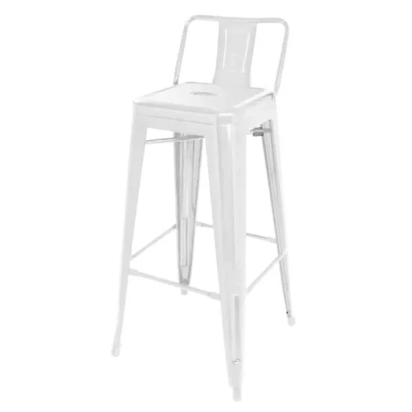 Bolero Bistro Steel High Stool With Backrest White (Pack of 4) - Image 1