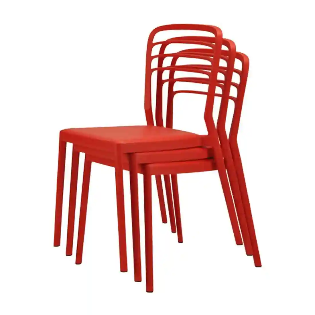 Newquay Ocean Plastic Outdoor Chair in Red (Pack of 4) - Image 4