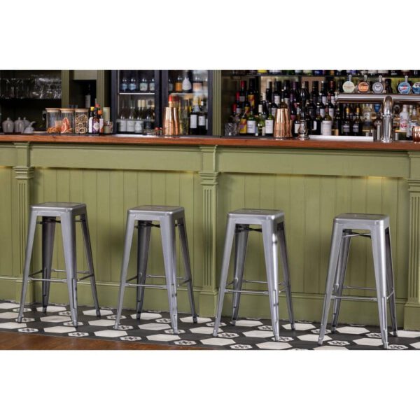 Bolero Bistro Steel High Stool Gun Metal (Pack of 4) - Image 10