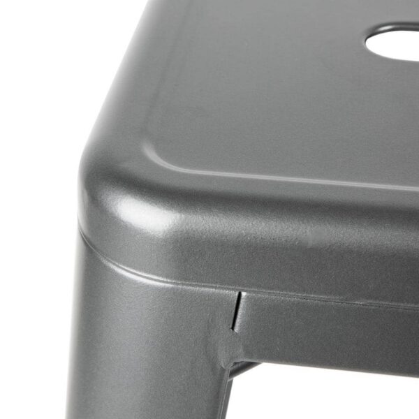Bolero Bistro High Stool With Backrest Gun Metal (Pack of 4) - Image 4