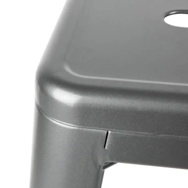 Bolero Bistro High Stool With Backrest Gun Metal (Pack of 4) - Image 4