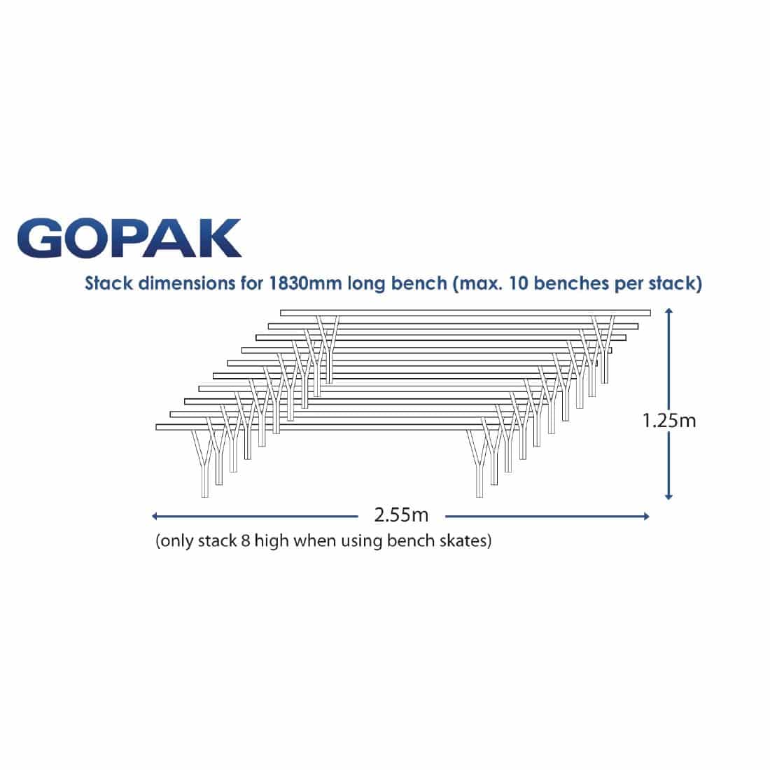 Gopak Contour Stacking Bench Red 6ft - Image 3