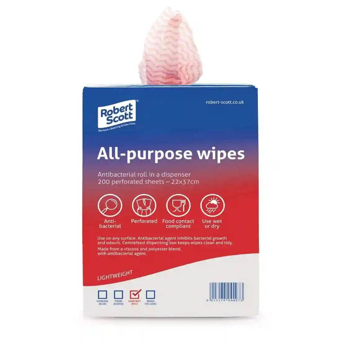 Robert Scott All-Purpose Antibacterial Cleaning Cloths Red (Pack of 200) - Image 3