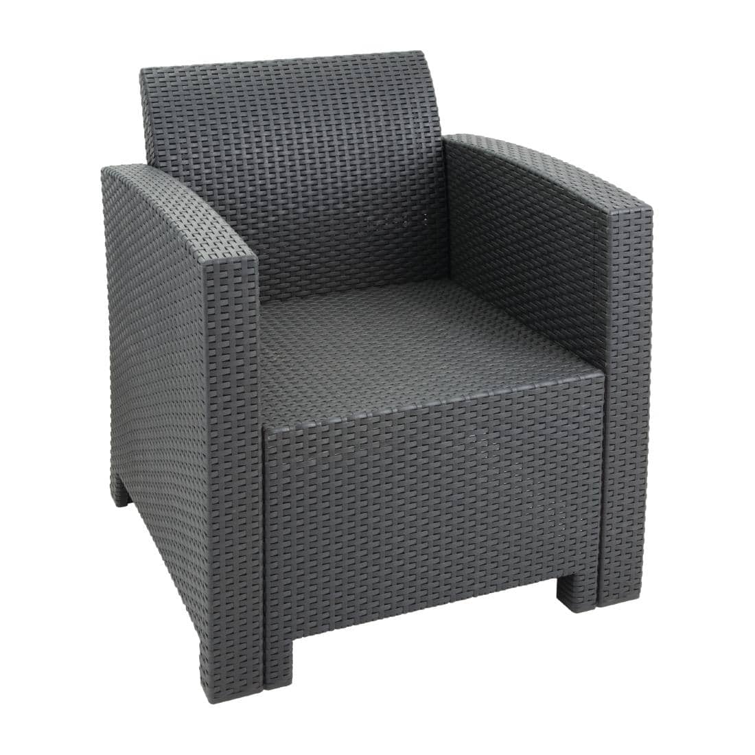 Bolero PP Armchair and Table Wicker Set Grey - Image 3