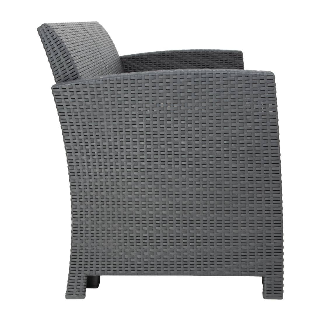 Bolero PP Armchair and Table Wicker Set Grey - Image 4