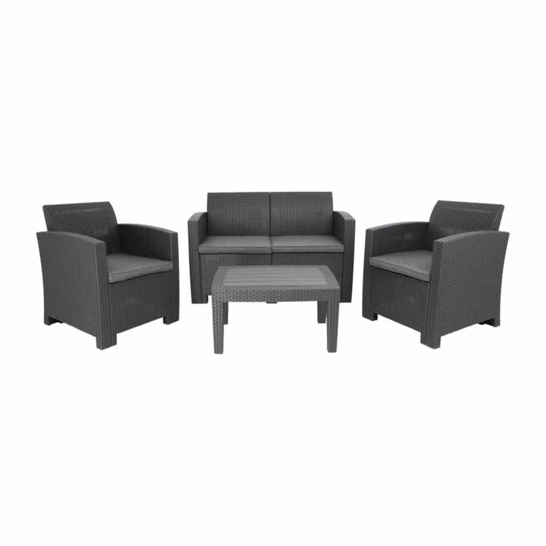 Bolero PP Armchair and Table Wicker Set Grey - Image 6
