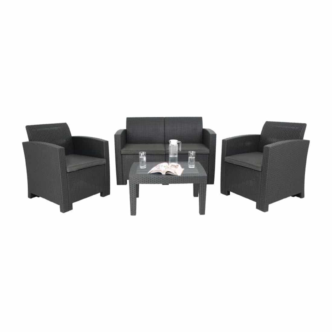 Bolero PP Armchair and Table Wicker Set Grey - Image 7