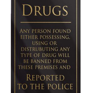 Drugs Policy Bar Sign - Black