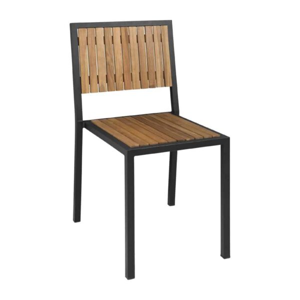Bolero Steel & Acacia Side Chairs (Pack of 4) - Image 2