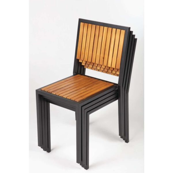 Bolero Steel & Acacia Side Chairs (Pack of 4) - Image 12