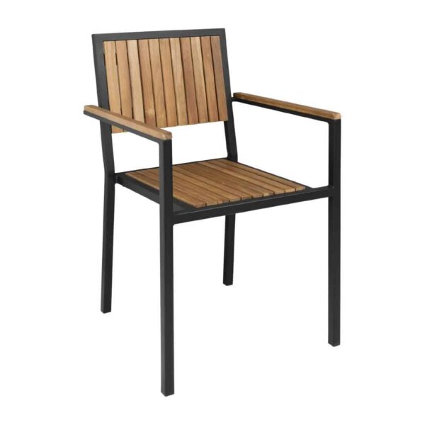 Bolero Steel & Acacia Armchair (Pack of 4) - Image 2