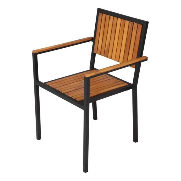 Bolero Steel & Acacia Armchair (Pack of 4) - Image 4