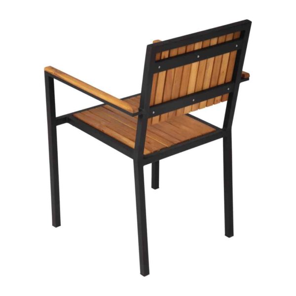Bolero Steel & Acacia Armchair (Pack of 4) - Image 6
