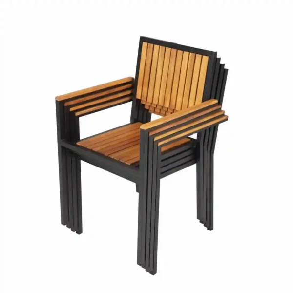 Bolero Steel & Acacia Armchair (Pack of 4) - Image 11
