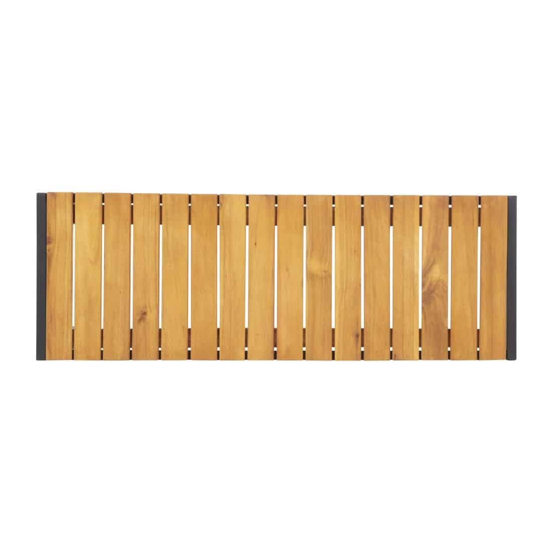 Bolero Rectangular Steel and Acacia Benches 1000mm (Pack of 2) - Image 6