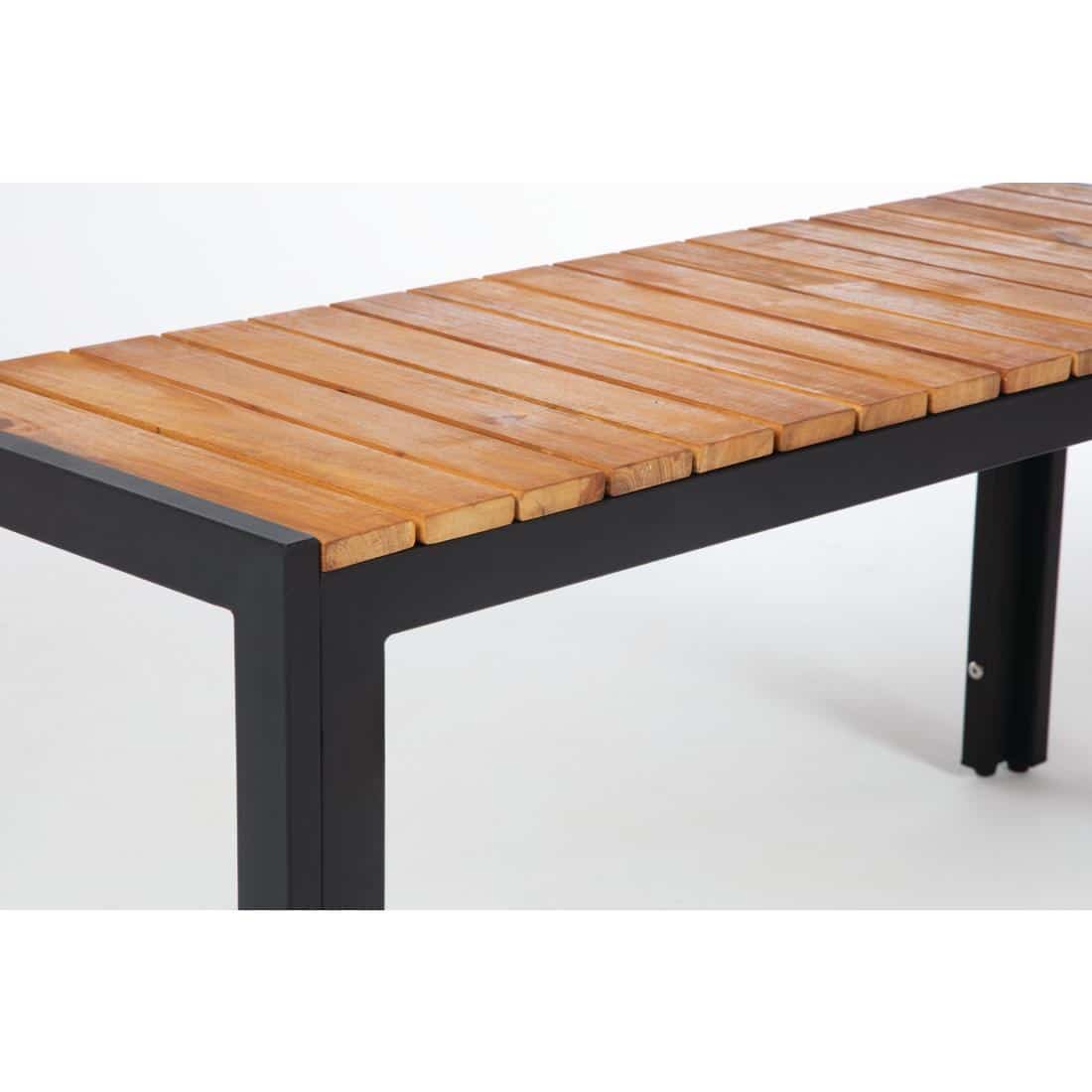 Bolero Rectangular Steel and Acacia Benches 1000mm (Pack of 2) - Image 7