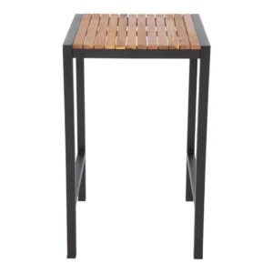 Bolero Square Steel and Acacia Bar Table 600mm