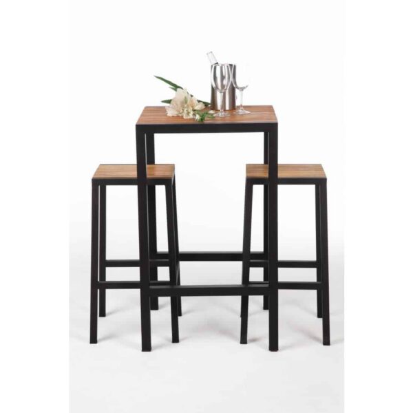 Bolero Square Steel and Acacia Bar Table 600mm - Image 8