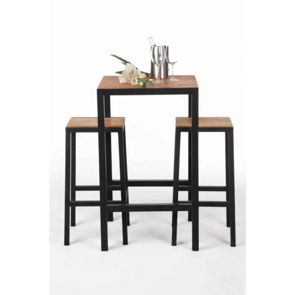 Bolero Square Steel and Acacia Bar Table 600mm - Image 8