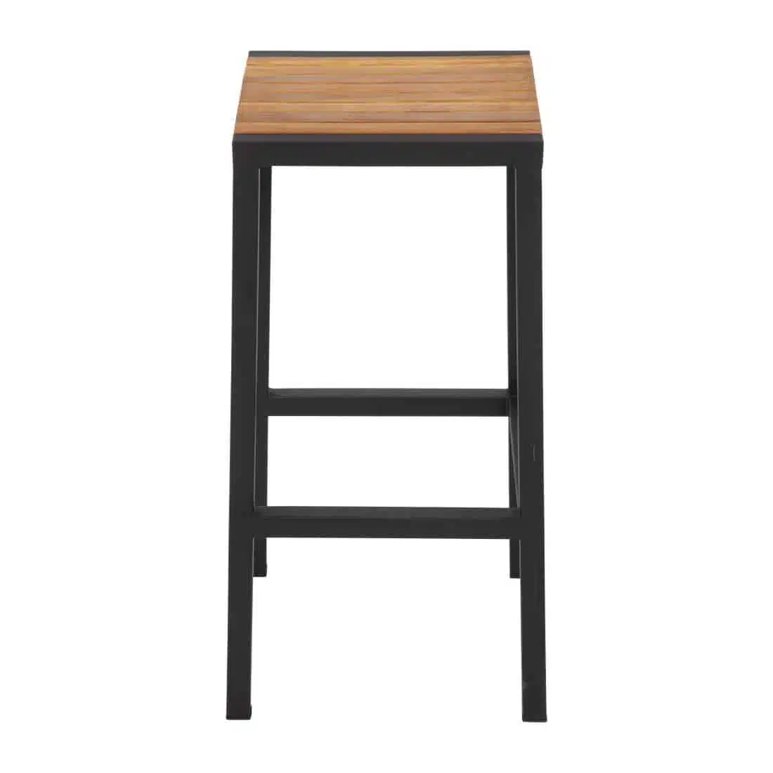 Bolero Black Steel & Acacia Wood Bar Stools (Pack of 2) - Image 4